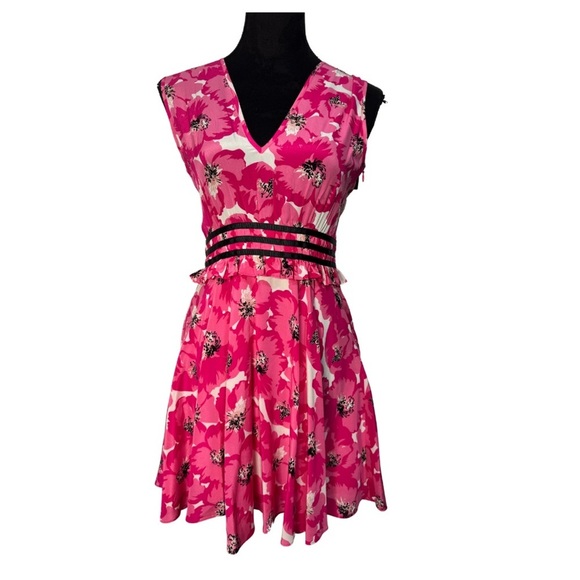 The Kooples Short Printed Silk Dress Pink - Picture 2 of 16